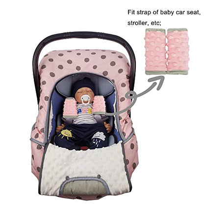 DODO NICI car seat Strap Cover for Baby, seat Belt Cover Cushion, Belt Pads fit Baby Carrier/Pushchair/Stroller, Cozy Peace Dotted Minky, Solid Pink - color: Solid pink