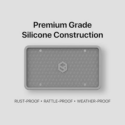 Rightcar Solutions Car Plate Frame, Silicone License Plate Frame, Rust-Proof Rattle-Proof Weather-Proof License Plate Holder for Front or Rear, Grey, 1 Pack - color: Grey