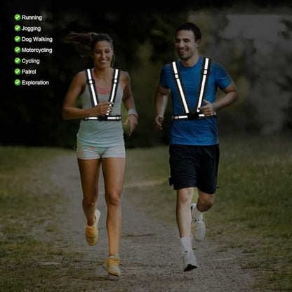 Reflective Vest Running Gear, 2Pack High Visible Safety VES for Cycling Jogging Running Walking, Adjustable for Men Women Kids - color: Black