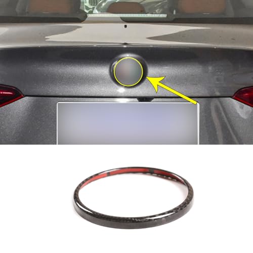 Fit for Alfa Romeo Giulia/Stelvio 2020,Car Rear Trunk Outside Logo Protector Circle Decorative Frame,Real Carbon Fiber Trim,Auto Exterior Accessories (Black Carbon Fiber)