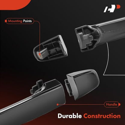 A-Premium Sliding Door Handles Exterior Compatible with Toyota Sienna 2004-2010, Smooth Black, 2-PC Set, Rear Driver and Passenger Side - style: Rear Left and Right