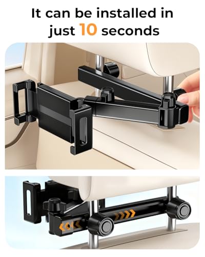Car Headrest Tablet Holder for Back Seat, [Lockable 3 in 1 Extension Arm & 360° Rotation] iPad Car Mount, Road Trip Essentials for Kids,Compatible with 5.5-11" iPad Series & Tablets(2 Pack) - size: 2 Pack