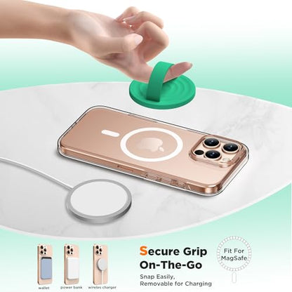 Magnetic Phone Grip Ring Holder, Liquid Silicone Magnet Cell Phone Grip Finger Loop, Compatible with Magsafe, Back of Phone for iPhone 17/16/15/14/13/12 Series, Emerald Green - color: Emerald Green