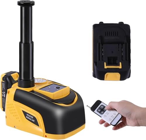 EFFIROSO Battery Powered Electric Car Jack 5-Ton 18V Cordless Portable Automatic Tire Change Kit Emergency Repair Tire Tools for Sedans SUV - color: Yellow+Wrench