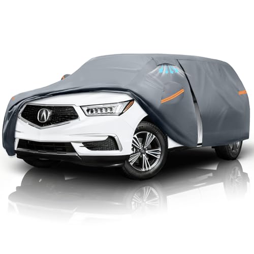 Waterproof Acura MDX(2007-2026) Car Cover with Breathable Vents, [2025 Upgrade] Premium Covers with Cotton Liner and Zipper Door,Sun Rain Snow Dust Uv Protection.(Gift with Towel) - color: SUV Car Cover, size: Custom Fit Acura MDX+Towel+Bag