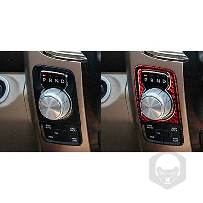 Carbon Fiber Center Console Car Gear Shift Knob Rotary Shifter Panel Cover Carbon Fiber Sticker Car Interior Trim Compatible with Dodge Ram 1500/2500/3500 2013 2014 2015 Accessories Red (Kit-C 5Pcs) - color: Red 12