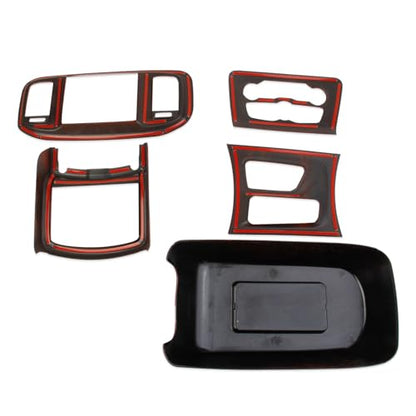 crosselec Carbon Fiber Central Control AC Switch Gear Shift Panel Cover Trim for Dodge Charger 2015-2022 (Red Carbon Fiber-Center Control) - color: Red carbon fiber-center control
