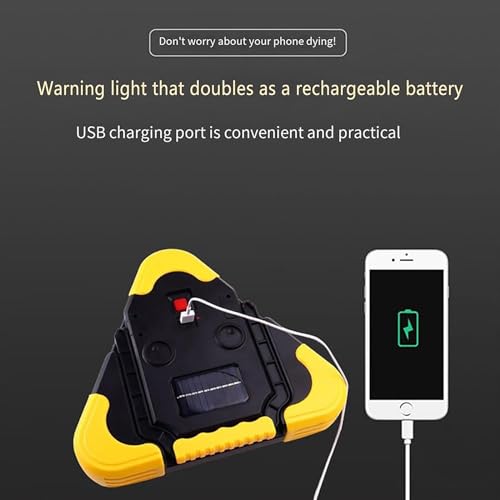Car Tripod Warning Sign, Solar Waterproof Triangle Emergency Lights, Solar Charging/3-Position Adjustment, for Car Maintenance Roadside Assistance.