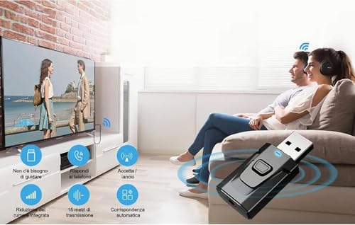 USB Bluetooth Transmitter for TV with Clear Sound Quality Plug and Play Stable, 5.0 Bluetooth Adapter for TV/Car/PC Audio Adapter