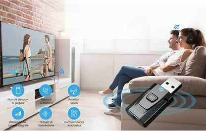 USB Bluetooth Transmitter for TV with Clear Sound Quality Plug and Play Stable, 5.0 Bluetooth Adapter for TV/Car/PC Audio Adapter