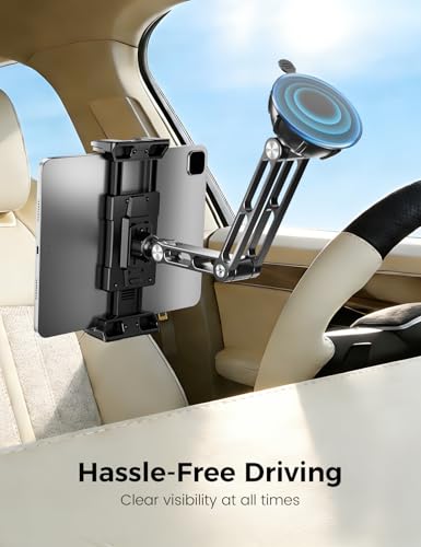 OHLPRO Suction Cup Car Tablet Holder with Aluminum Arm, Dashboard Windshield iPad Mount for Truck Van RV, Compatible with 5-13" iPad Pro Air Mini Galaxy Tab - size: 9" Aluminum Arm