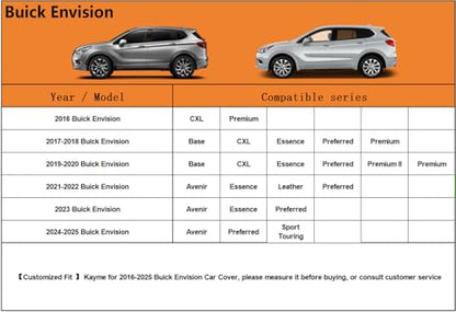 Kayme 6 Layers SUV Car Cover Custom Fit for Buick Envision (2015-2025) Waterproof All Weather for Automobiles, Outdoor Full Cover Rain Sun UV Protection.Silver - size: 12. Custom Fit Buick Envision