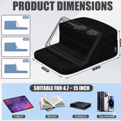 TabCouchCaddy - Couch Cup Holder Tray Pillow - Bed, Couch Caddy, Sofa, RV & Car - Holds Drinks, Snacks, Remotes, Phones, Kindle, Tablet | Bed Cup Holder (Black)