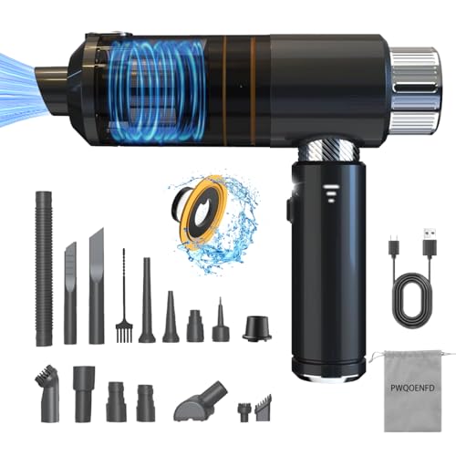 Handheld Car Cleaner, 16000PA Portable Vacuum Cordless with Brushless Motor Cleaner and Air Duster with Multi-Nozzles & Washable Filter for Home Office Pet Hair(Black)