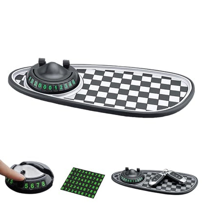 Multifunction Car Anti-Slip Mat, 2026 New Car Dashboard Mobile Phone Holder with Temporary Parking Number Pad for Phones, Sunglasses, Keys, Gadgets (White) - color: white