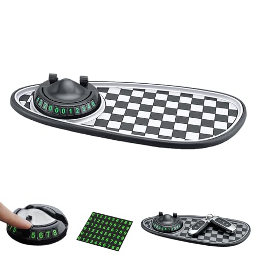 Multifunction Car Anti-Slip Mat, 2026 New Car Dashboard Mobile Phone Holder with Temporary Parking Number Pad for Phones, Sunglasses, Keys, Gadgets (White) - color: white