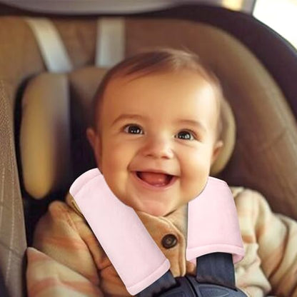 SWESEN Baby Car Seat Belt Covers for Boys and Girls, Carseat Shoulder Padding, Soft Car Seat Neck Cover, Mink Car Seat Straps Shoulder Pads, Solid Colour Stroller Strap Cover for Baby Kids, Pink - color: Pink