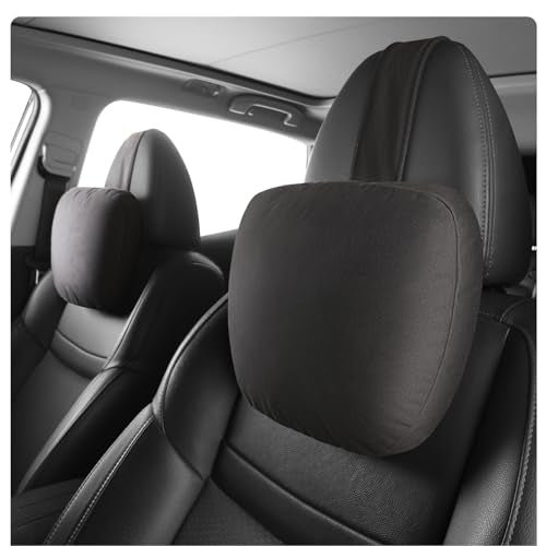 2pcs Car Neck Pillow for headrests,Support Drive Seats Head Cushion Pillows,Microfiber Velvet,Plant-Based Polyester,Thickness & Height Adjustable,11.8x7.5,Inner Liner fillable (Black Color) - color: Black Color, size: Vertical Strap Upgraded Version 2pcs