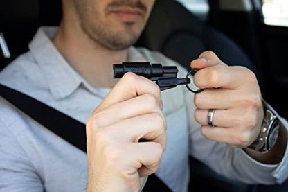 resqme The Original Emergency Keychain Car Escape Tool, 2-in-1 Seatbelt Cutter and Window Breaker, Made in USA, Family Pack of 3, Black, White, Teal - Compact Emergency Hammer - color: Black, White, Teal