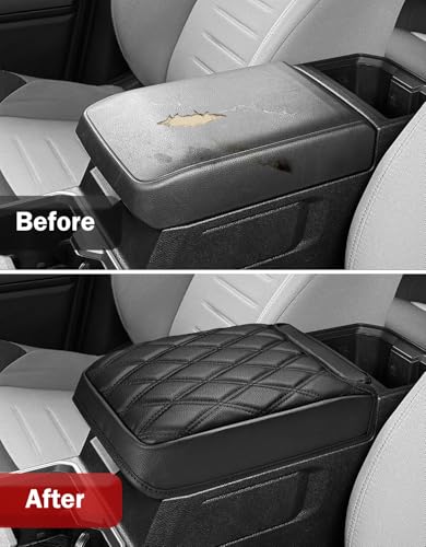 KBH Center Console Armrest Cover for Toyota Tacoma 2024 2025 2026, Vinyl Leather Interior Accessories, Durable Middle Console Protector, Anti-Scratch - size: Toyota Tacoma 2024-2026, Black