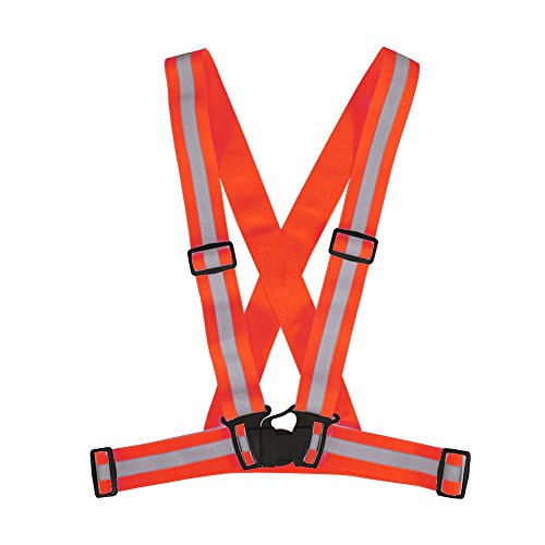 Reflective Vest High Visibility Safety Vest Strap Adjustable and Elastic Gear for Running Cycling Jogging and Walking, Lightweight Night Safety Equipment with Large Reflective - color: Orange