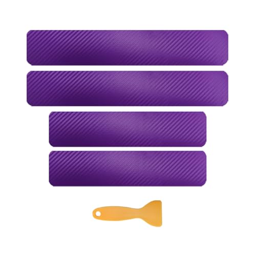 4 PCS Car Door Sill Protectors, 3D Carbon Fiber Anti-Scratch Auto Door Entry Guard Scuff Plate Cover, Waterproof Bumper Guard Threshold Cover Strips for Vehicle Front Rear Doors (Purple, 3D) - color: Purple, 3D