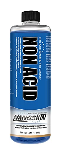 Nanoskin NON ACID Professional Wheel & Tire Cleaner 16 oz – Works with Tire Brush | Car Wash Cleaning Spray for Car Detailing | Removes Brake Dust, Oil, Dirt, Light Corrosion - size: 16 Fl Oz (Pack of 1)