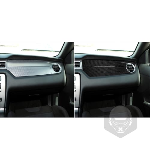3pcs Real Soft Carbon Fiber Car Co-Pilot Dashboard Panel Anti-Scratch Strip Trim Sticker Compatible with Ford Mustang GT/Shelby 2009 2010 2011 2012 2013 2014 Auto Interior Accessories Black - color: Co-pilot Dash Panel