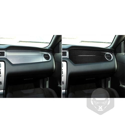 3pcs Real Soft Carbon Fiber Car Co-Pilot Dashboard Panel Anti-Scratch Strip Trim Sticker Compatible with Ford Mustang GT/Shelby 2009 2010 2011 2012 2013 2014 Auto Interior Accessories Black - color: Co-pilot Dash Panel