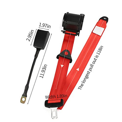 2PCS Universal 3Pt Adjustable Retractable Lap for Go Kart,Club Golf Cart,SUV,Cars Minivan,UTV (Red) - color: Red