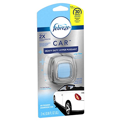 Febreze Air Freshener, Car Vent Clip Air Freshener, Heavy Duty Air Freshener, Crisp Clean Air Freshener - size: 1 count (Pack of 1)