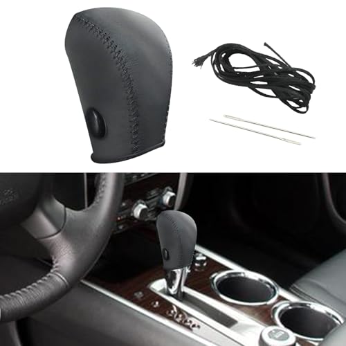 Gear Shift Knob Cover with Black Stitches, Shift Lever Leather Sheath, Replacement for Pathfinder 2013 2014 2015 2016 2017 2018 2019 2020