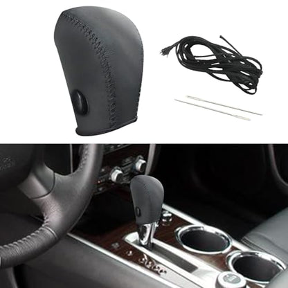 Gear Shift Knob Cover with Black Stitches, Shift Lever Leather Sheath, Replacement for Pathfinder 2013 2014 2015 2016 2017 2018 2019 2020