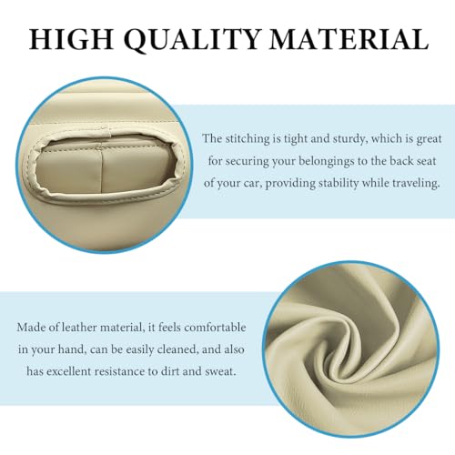 Car Back Seat Organizer, Leather Automotive Rear Seat Couch Cup Holder Expander Tray, Vehicle Cup Holder Tray Holds Snacks Remotes Phones for Truck RV Boat Couch Pillow Bed (Beige) - color: Beige