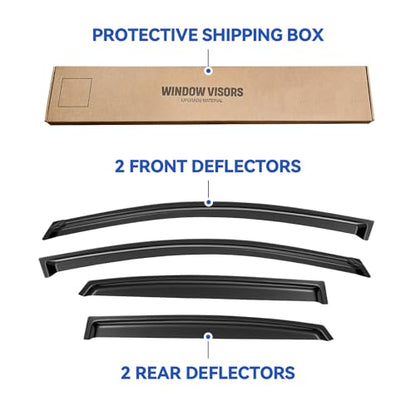 YQAUTEC Window Visors Rain Guards Shield for 2013-2019 Nissan Sentra, Window Wind Deflectors Vent Shades for 13-19 Sentra - size: Y284NS