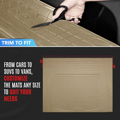 PIC AUTO Trunk Cargo Liner, Heavy Duty Rubber Floor Mats, Trimmable to Fit for Car, SUV, Van, and Trucks – All-Weather, Anti-Slip Backing, Easy to Clean, Durable and Long-Lasting (Large,Beige) - color: Beige