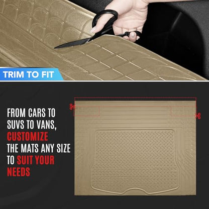 PIC AUTO Trunk Cargo Liner, Heavy Duty Rubber Floor Mats, Trimmable to Fit for Car, SUV, Van, and Trucks – All-Weather, Anti-Slip Backing, Easy to Clean, Durable and Long-Lasting (Large,Beige) - color: Beige