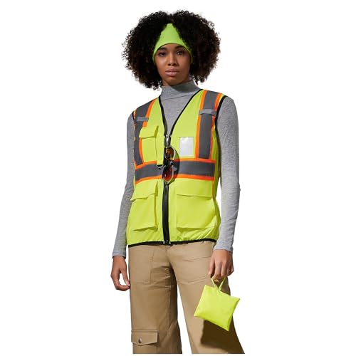 AYKRM 11 color Ladies High Vis Reflective Safety Vest for Women - color: Yellow, size: Large