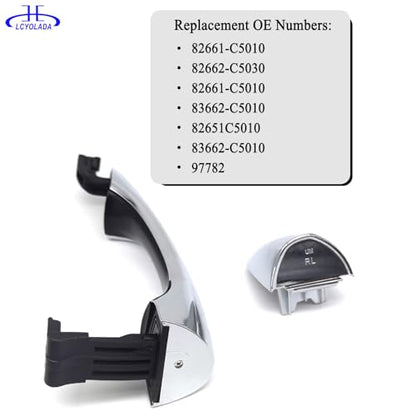 Set of 4 Chrome Exterior Door Handles w/Cover for Kia Sorento 2016-2020, Replaces 82651C5010 82651-C5010 83652-C5010 - wo/Smart Key Entry - size: 4 Pcs Front & Rear