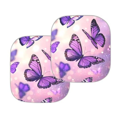 AFPANQZ Galaxy Butterflies Print Sun Shade Universal Fit Windshield Sunshade Car Trucks SUV Windshields Folding Sun Visor Folding Travel Women Teens Sun Block Car Front Window Visors, Black Purple - color: 0-Butterfly Galaxy