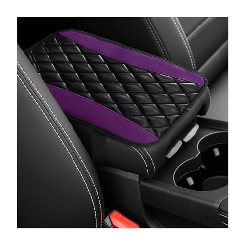 Dickno Car Center Console Cushion Pad, Universal Leather Waterproof Armrest Seat Box Cover, Comfortable Auto Armrest Cover Protector, Car Interior Decor Accessories for Most Vehicles (Purple) - color: Purple