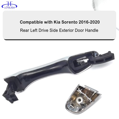 Rear Left Drive Side Chrome Exterior Door Handle w/Cover Compatible with 2016-2020 Kia Sorento,Replaces 82651-C5010 83652-C5010 - size: Rear Left