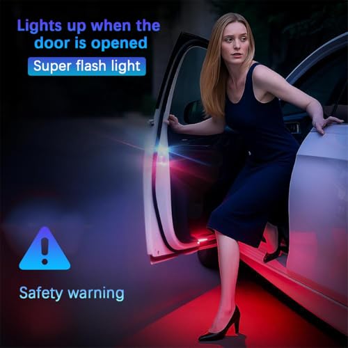 Car Door LED Warning Lights, 2PCS Roadside High Brightness Vehicle Flashing Flares Safety Signal Lamp, Rechargeable Automotive Strobe Lights, Universal for SUV RV Truck (Red) - color: Red