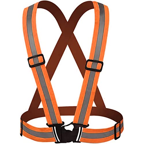Reflective Vest with Hi Vis Bands Fully Adjustable & Multi-Purpose: Running, Cycling, Motorcycle Safety Dog Walking High Visibility Neon Orange 1PCS