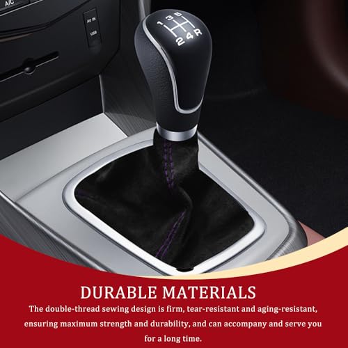 Car Shift Boot Cover, Stick Shift Cover, Suede Leather Manual Automatic Car Shifter Lever Knob Dust Protector, Dustproof Gear Shift Protection Sleeve Gaiter for Sedan Truck (Black Purple) - color: Black Purple