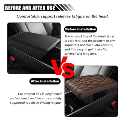 Car Center Console Cover Pad, Leather Auto Console Arm Rest Cover, Waterproof Car Armrest Seat Box Cushion Protector, Memory Foam Armrest Pillow for Most Cars (Coffee) - color: Coffee