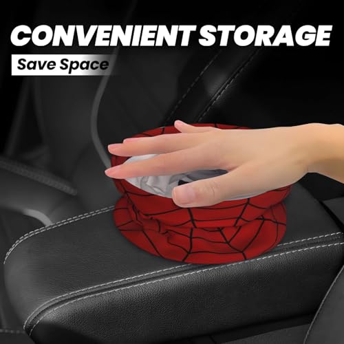 Red Spider Web Car Trash Can Small Portable Car Garbage Bag for Back Front Seat RV's Camping Accessories - color: Red Spider Web