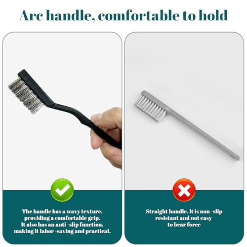 12 Pcs Mini Stainless Steel Wire Brush Set, Wire Scratch Brush with Curved Handle, Cleaning Weld Slag and Rust - style: Stainless Steel