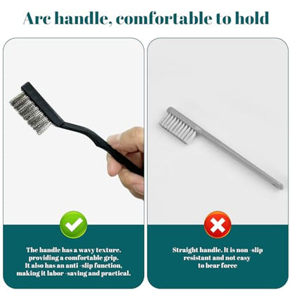 12 Pcs Mini Stainless Steel Wire Brush Set, Wire Scratch Brush with Curved Handle, Cleaning Weld Slag and Rust - style: Stainless Steel