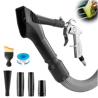 GOCCIDA 2IN1 Car Interior Detailing Air Blow Gun & vacunm Gun with Adjustable Air Flow Nozzle,Cleaning Gun Quickly Blasts Dirt and Dust from Surface Works with Air Compressor(Upgrade Rotate Tube) - color: white